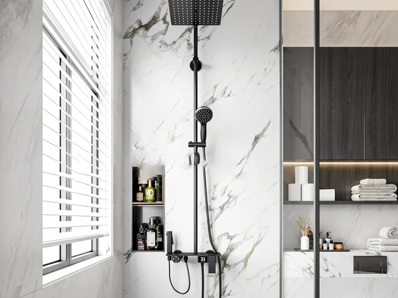 Мраморный лист ПВХ в ванной комнате