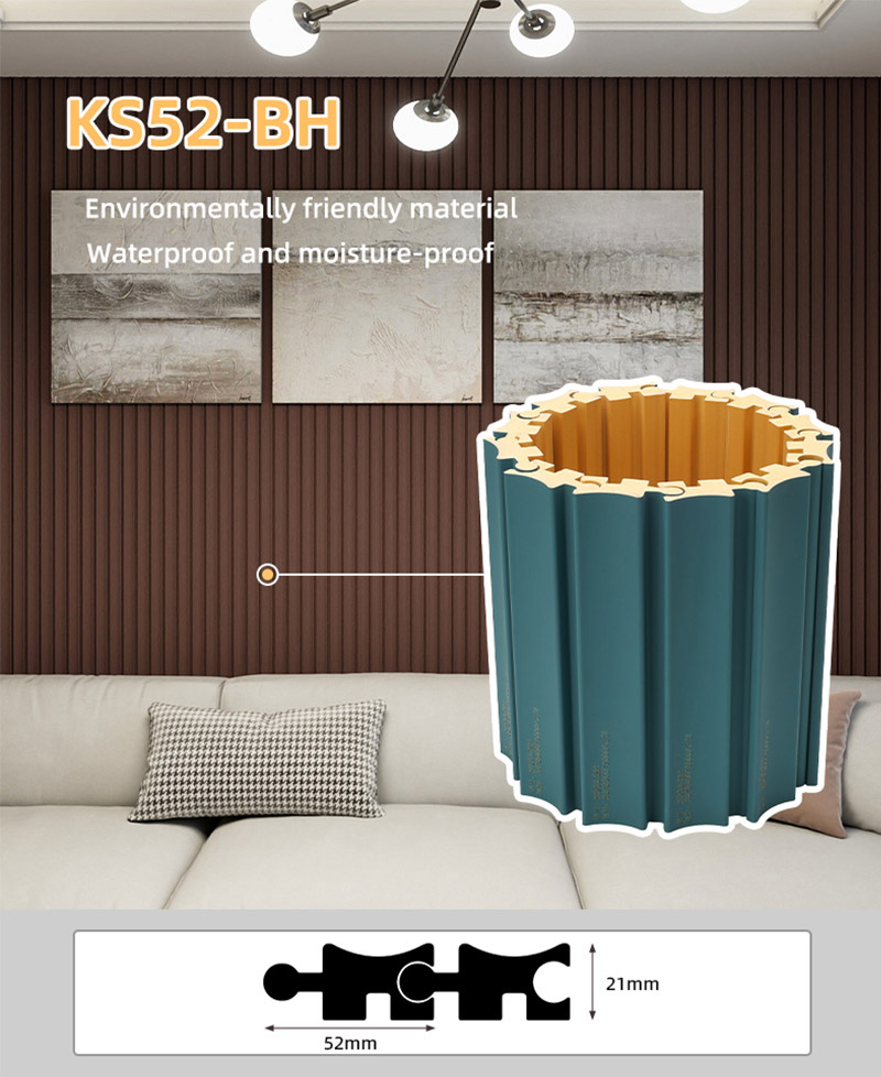 52*25 мм ПВХ вращающиеся рифленые стеновые панели