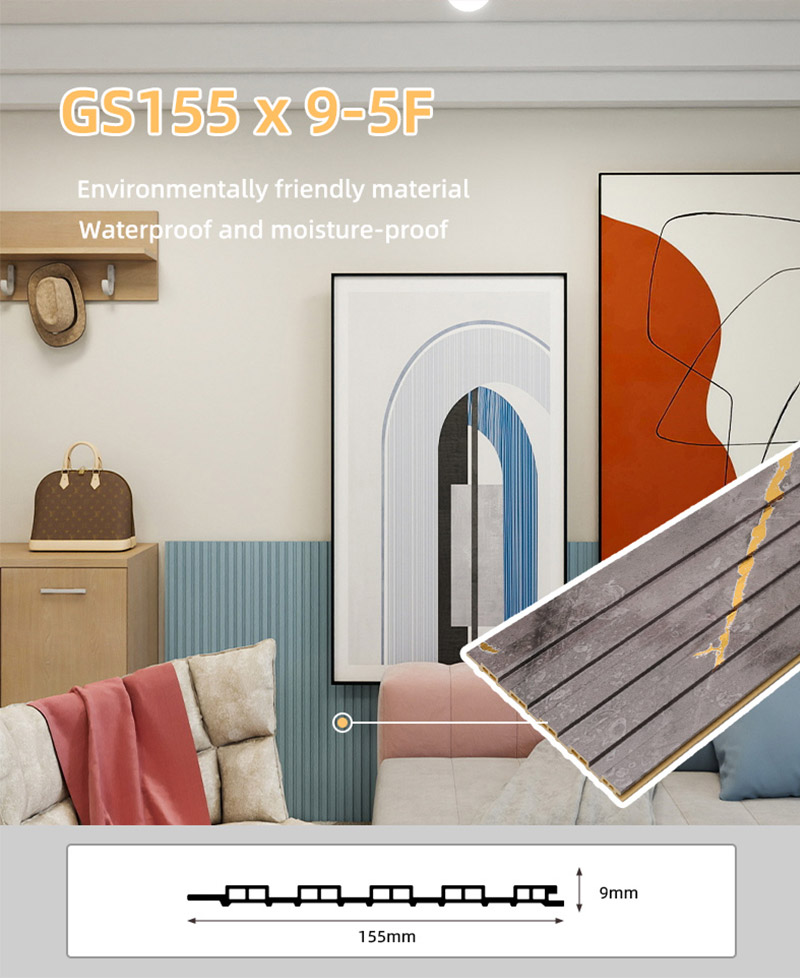 155*17 мм Водонепроницаемая полая стеновая панель из ПВХ с рифлением