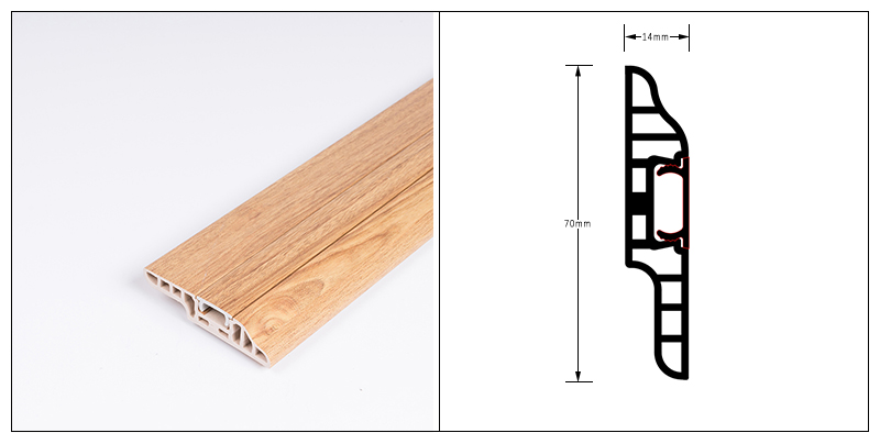 Плинтус для скрытых гвоздей из ПВХ 70*14 мм