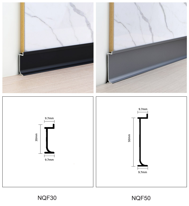 Встраиваемый алюминиевый плинтус 30*9,7 мм