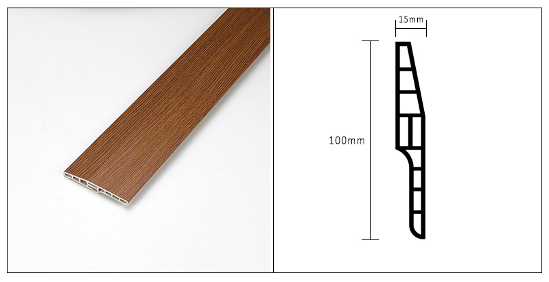 Полый плинтус из ПВХ с фаской 100*15 мм