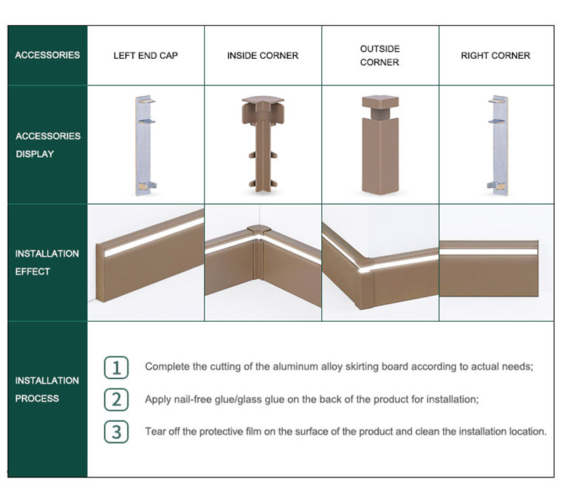 80*9 мм светодиодный плинтус из алюминиевого сплава