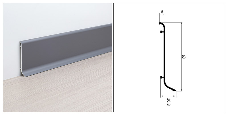 Плинтус из алюминиевого сплава 60*14,6 мм