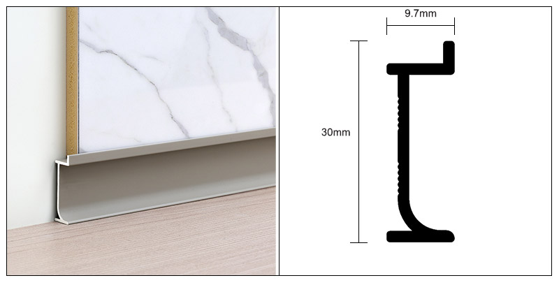 Встраиваемый алюминиевый плинтус 30*9,7 мм
