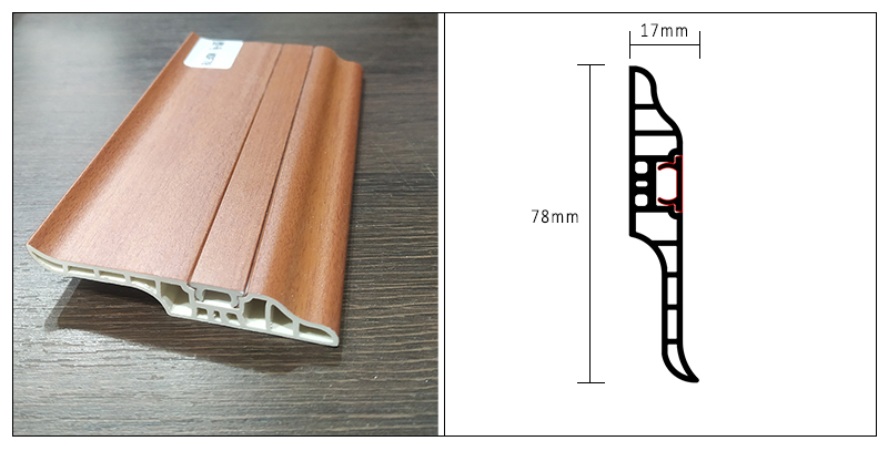 78*17 мм ПВХ ягненок язык скрытый плинтус для ногтей