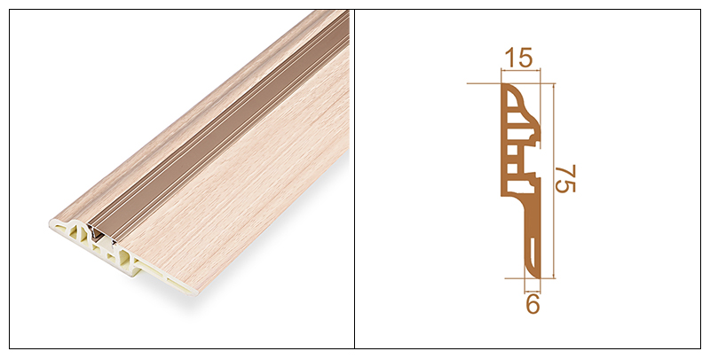 75*15 мм ПВХ ягненок язык скрытый плинтус для ногтей