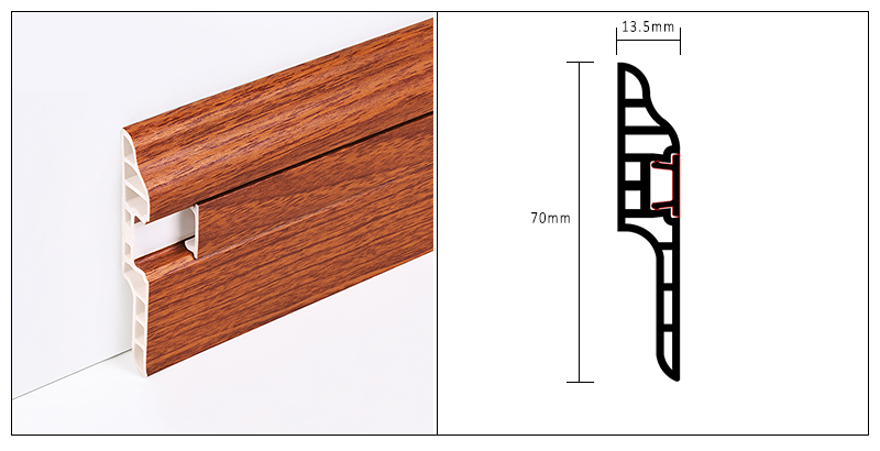 Плинтус с языком ягненка из ПВХ 70*13,5 мм