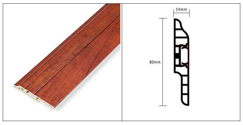 Линия плинтуса для скрытых гвоздей из ПВХ 80*14 мм