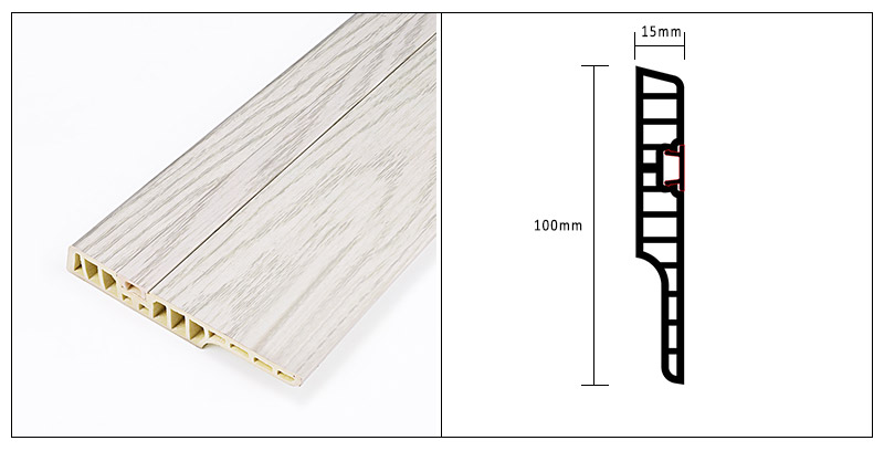 Плинтус для пола со скрытыми гвоздями из ПВХ 100*15 мм