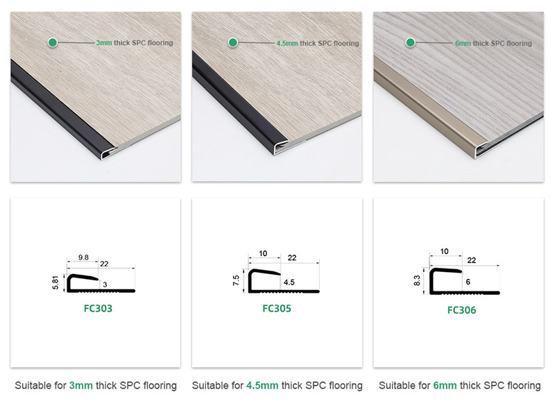 Алюминиевая переходная полоса для пола с квадратной крышкой