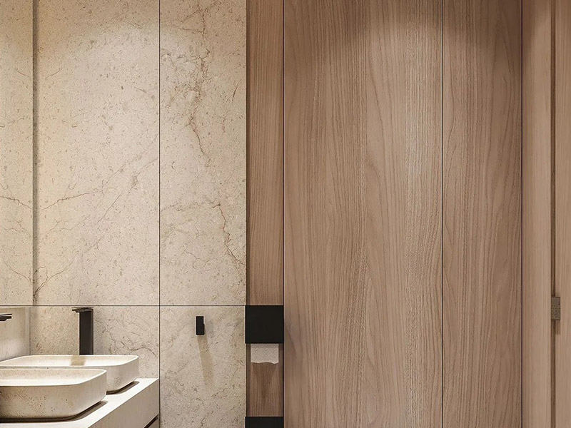 Мраморный лист ПВХ в ванной комнате