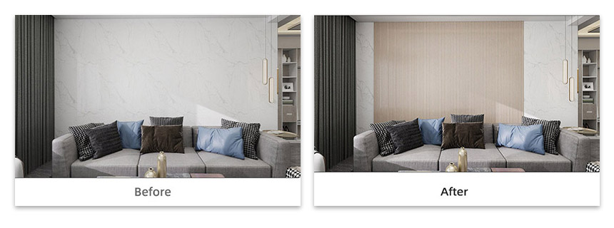 сплошная полукруглая настенная панель с отделкой золотом и белым мрамором