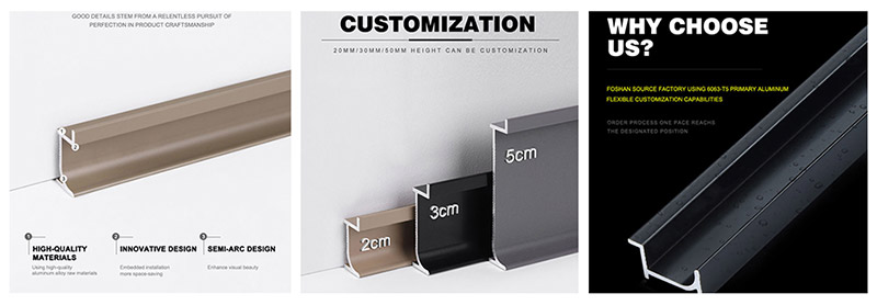 Встраиваемый алюминиевый плинтус 20*12 мм