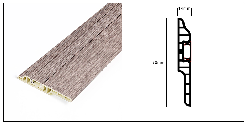 Плинтус для скрытых гвоздей из ПВХ 90*14 мм