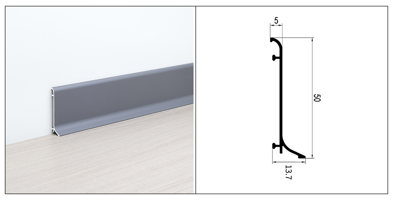 Плинтус из алюминиевого сплава 50*14,6 мм