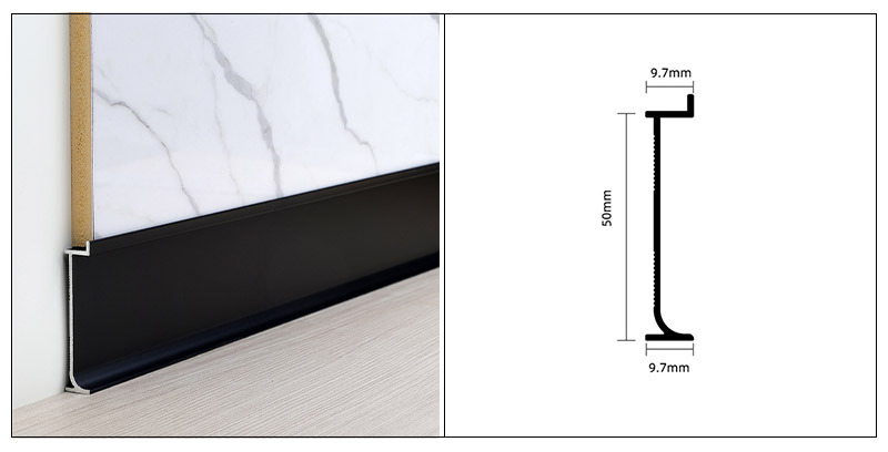 50**9,7 мм встраиваемый плинтус из алюминиевого сплава