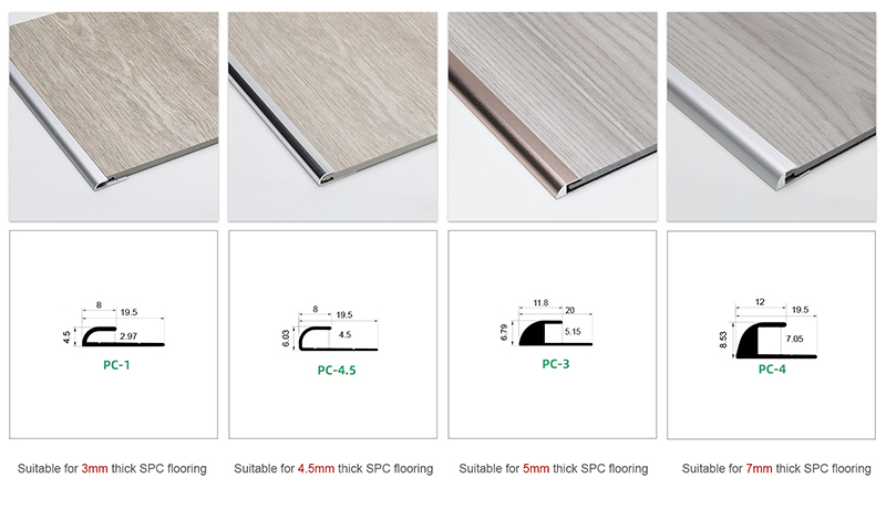 С-образная металлическая отделка края пола