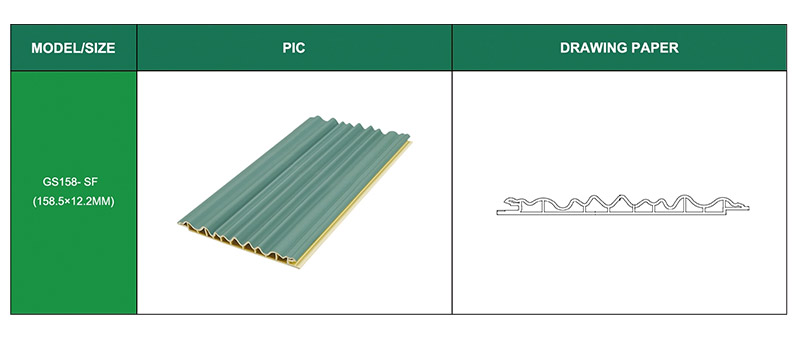 Стеновая панель WPC в форме волны внутренней дуги 158*12 мм