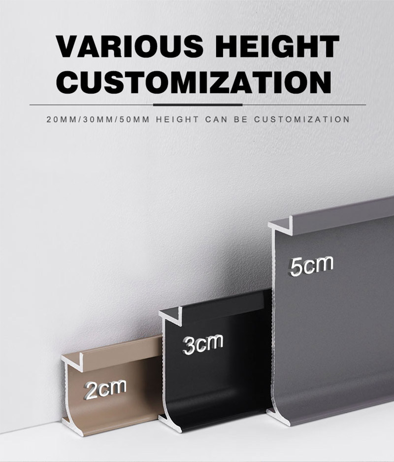 Встраиваемый алюминиевый плинтус 20*12 мм